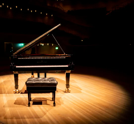 Flügel von Steinway & Sons auf der Bühne der Elbphilharmonie Hamburg © Sebastian Madej/Deutsche Klassik
